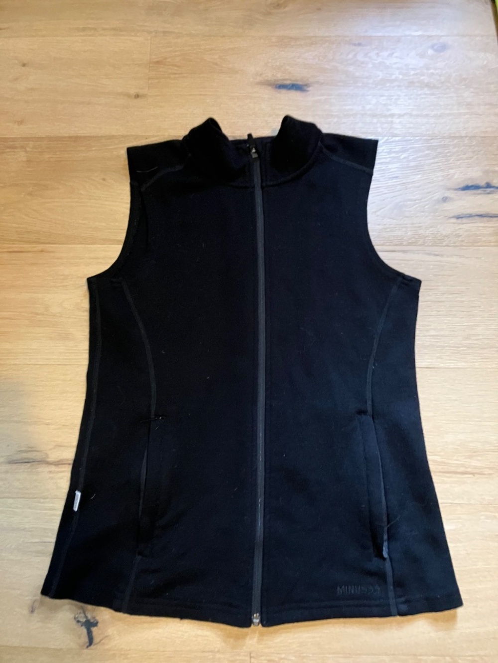 Minus33 Small Merino Wool Full Zip Vest Black Heavyweight Midlayer